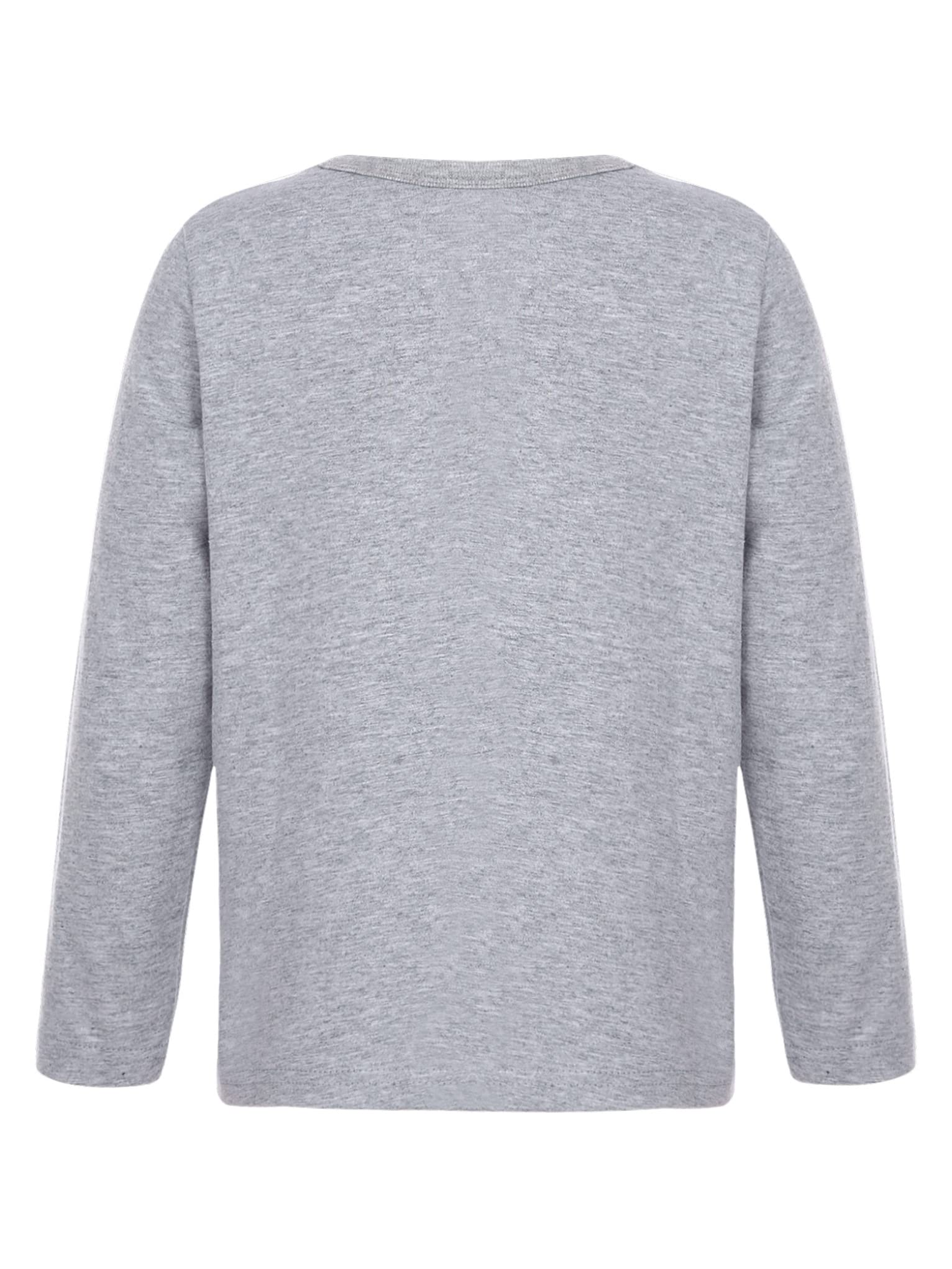 Mufeng Kids Boys Girls Solid Color Thermal Underwear Tops Long Sleeve Round Neck Cotton T-Shirts Pullover Sweatshirt Gray 5-6 Years