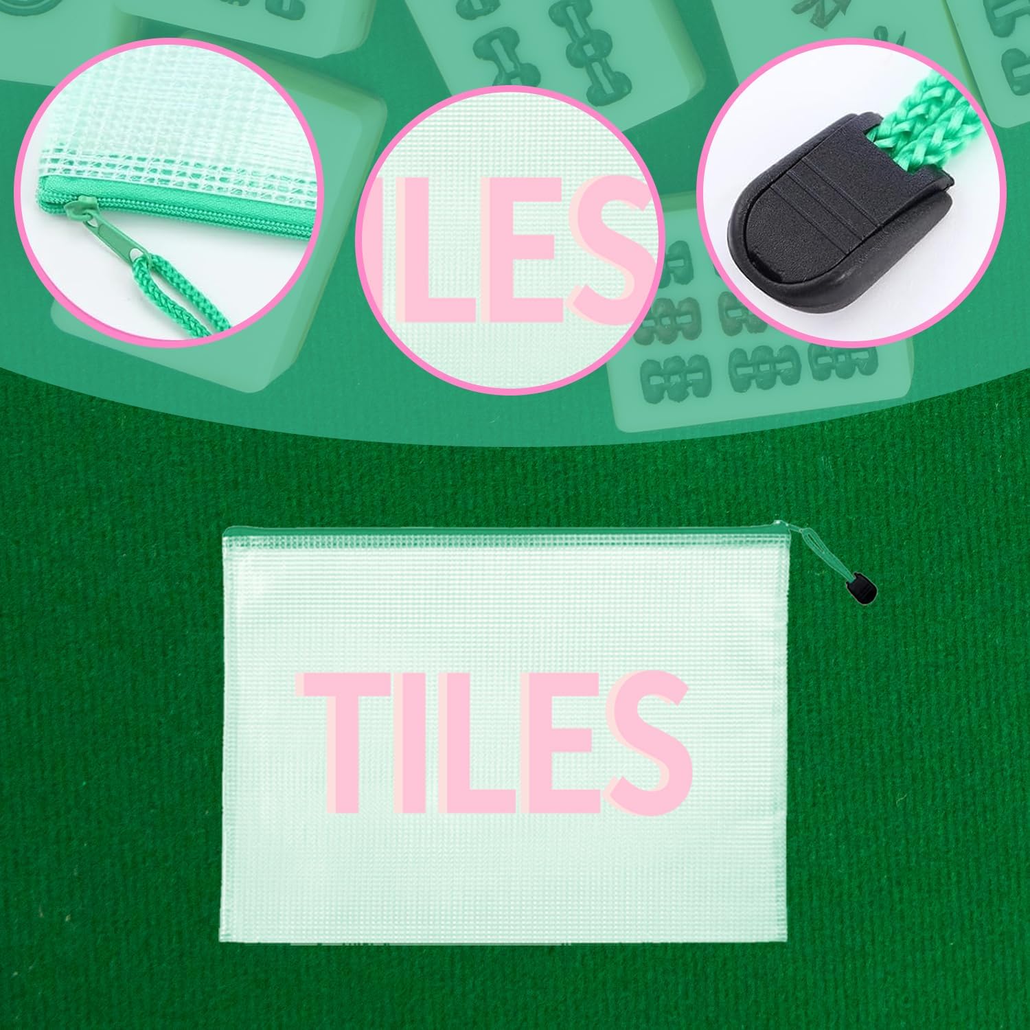 4 Pack Mahjong Tile Bag, American Clear Mahjong Case Set, Waterproof Mahjong Gifts Accessories Holder Pouch, Mahjong Card Lover Gifts, Case Only