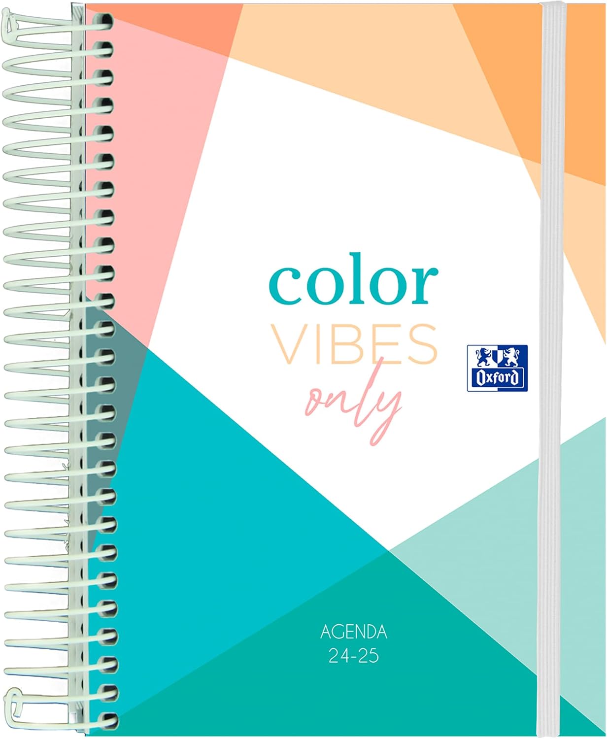 Oxford Colorblock 2024 2025 Day Per Page Diary, Extra Cover, 12 x 18 cm, Spanish, Colour Vibes Only Model
