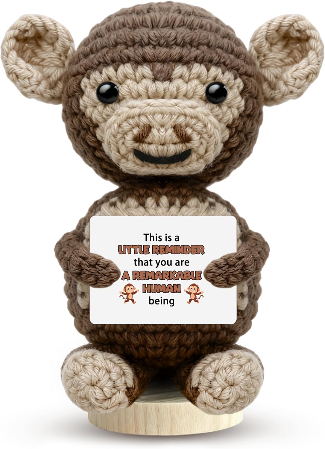 Monkey Gifts for Women Men Handmade Crochet Monkey Stuffed Animals Emotional Inspirational Support Gift for Friend Coworkers Thank You Retirement Gifts Birthday Graduation Home Decor