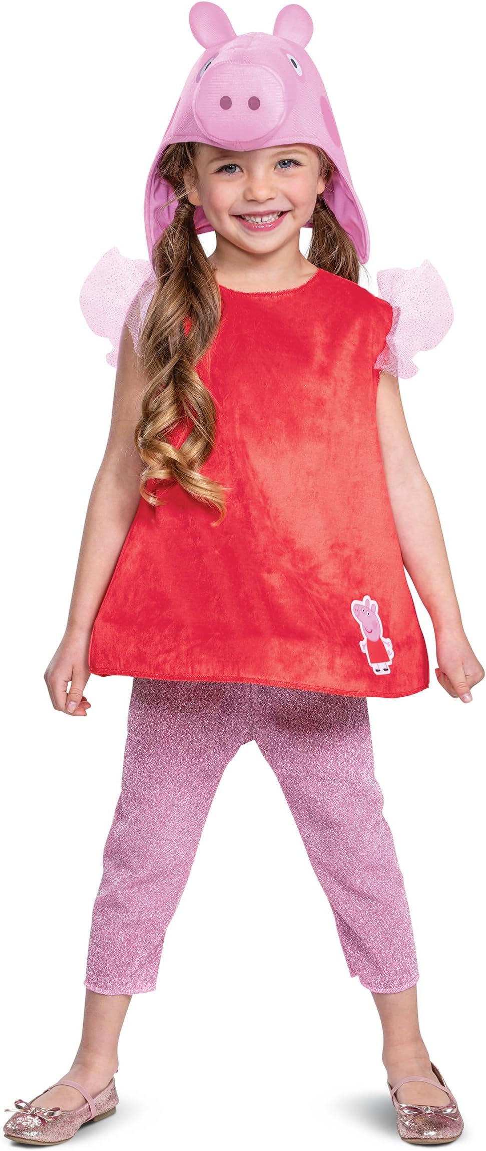 Disguise Peppa Pig Costume for Girls, Official Nick Jr Character Jumpsuit Dress and Hat, Classic Toddler Size Large (4-6x)