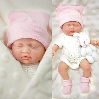Reborn Baby Doll 7" Silicone Doll Mini Realistic Newborn Baby Doll Silicone Full Body Stress Relief Handmade (B)