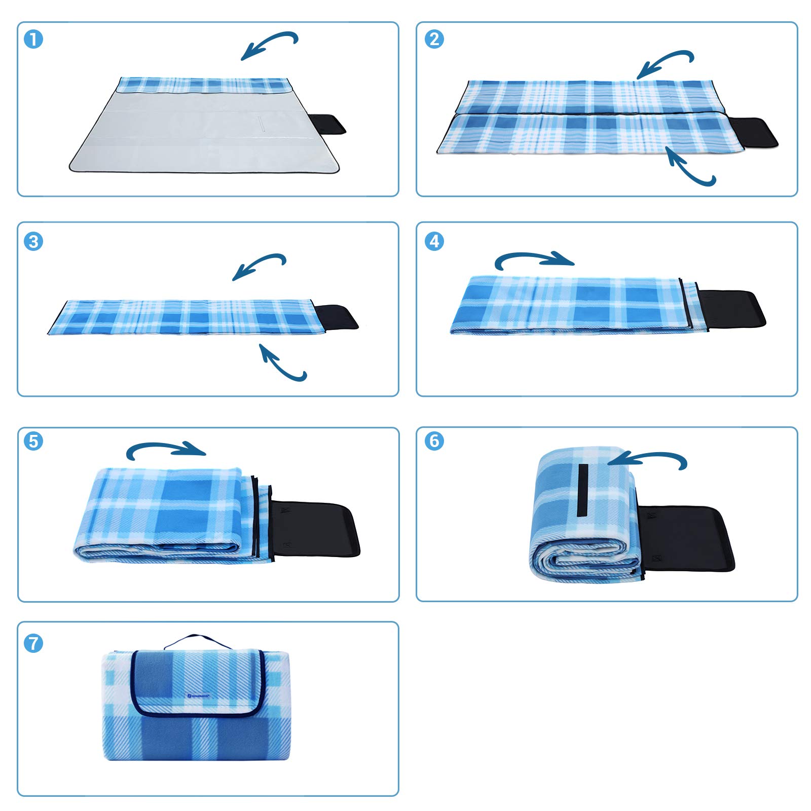 Coperta Picnic SONGMICS 200x200 Cm - Impermeabile, Pieghevole, Per Spiaggia E Campeggio - Foto 3