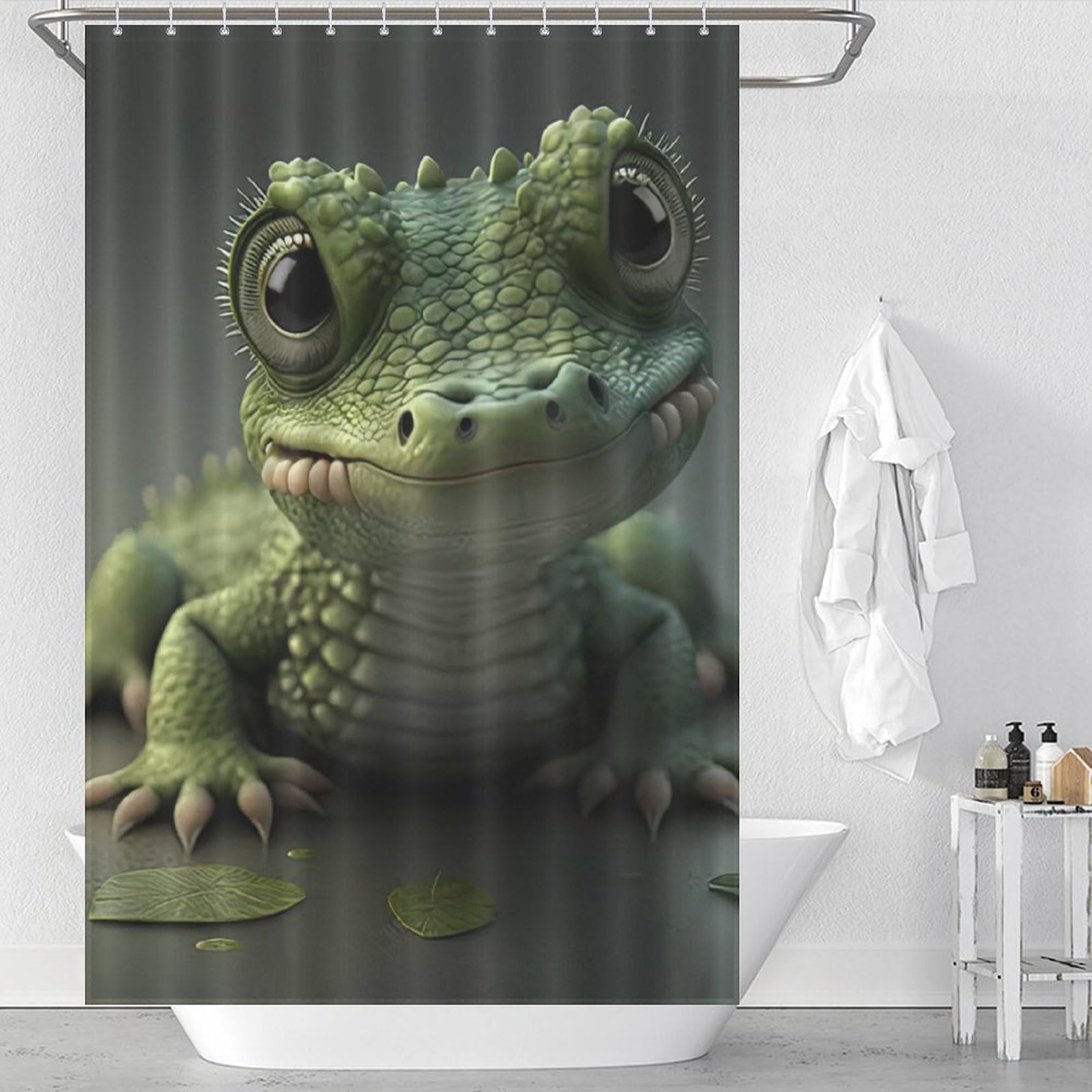 Rideau de douche polyester imperméable anti-éclaboussures motif crocodile 48x72 pouces