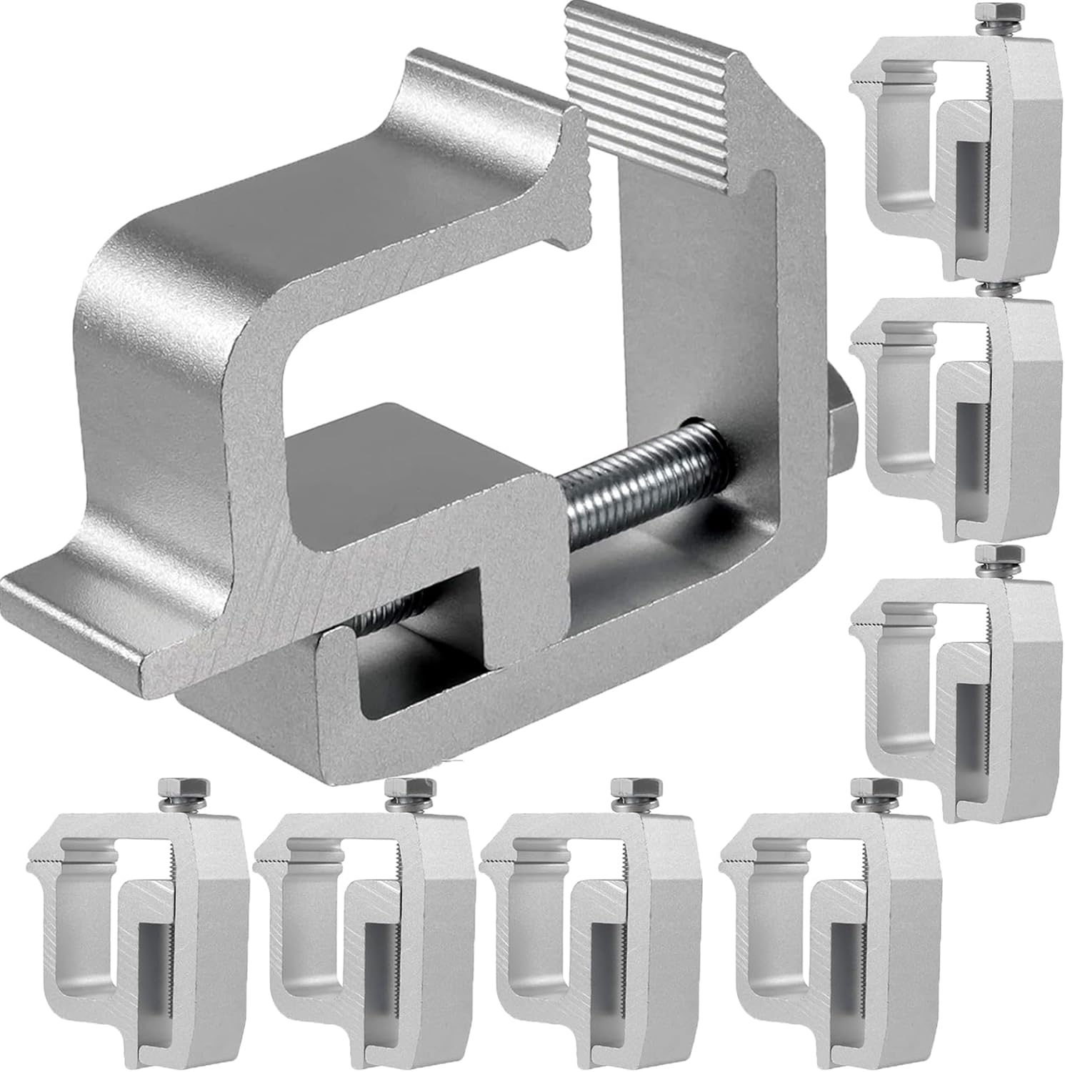 8 PCS Truck Topper Clamps, Heavy Duty Truck Cap Mounting Clamps, Camper Shell Clamp for Truck Bed Rack and Truck Canopy Bracket, Silver