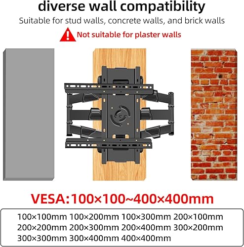 Miniatura 5 de Soporte de pared giratorio vertical y horizontal de 65 pulgadas para pantalla LCD LED de 37 a 70 pulgadas, soporte de brazo completo, soporte de