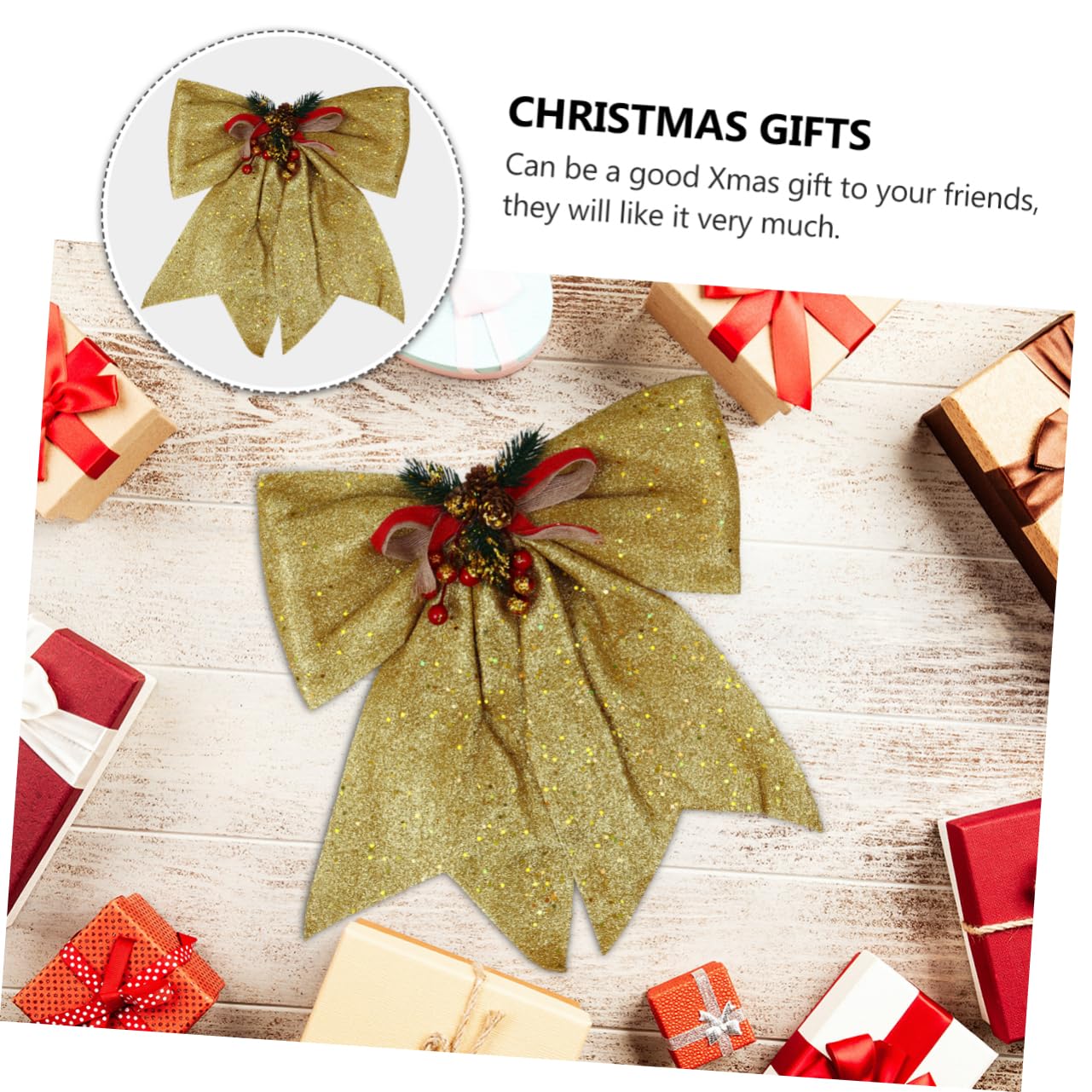 Zerodeko 3 Piezas Colgante de decoración de Lazo navideño Arco de Navidad Cinta de Navidad Christmas Tree Xmas Tree Regalos para embutidoras de Calcetines Home Decoracion Adorno de Navidad