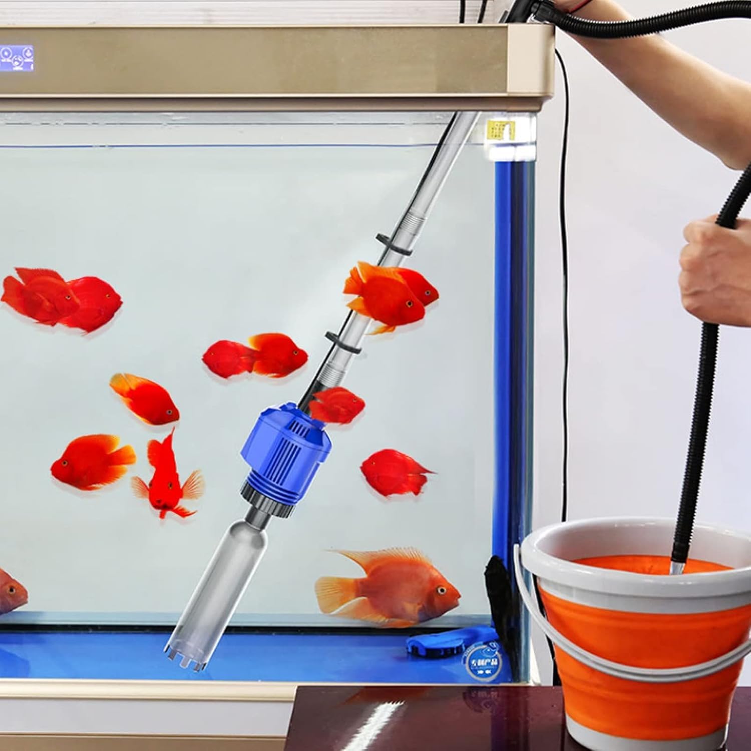 Aspiradora De Acuario, Limpiador De Grava De Acuario Eléctrico para Cambio De Agua, Lavado De Arena, Absorción De Heces, Limpieza De Filtros