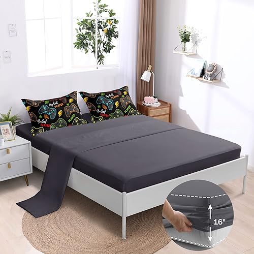 Miniatura 4 de BDUCOK Juego de edredón de 5 piezas para niños, juego de ropa de cama tamaño individual, edredón de control de videojuegos para niños y adultos,