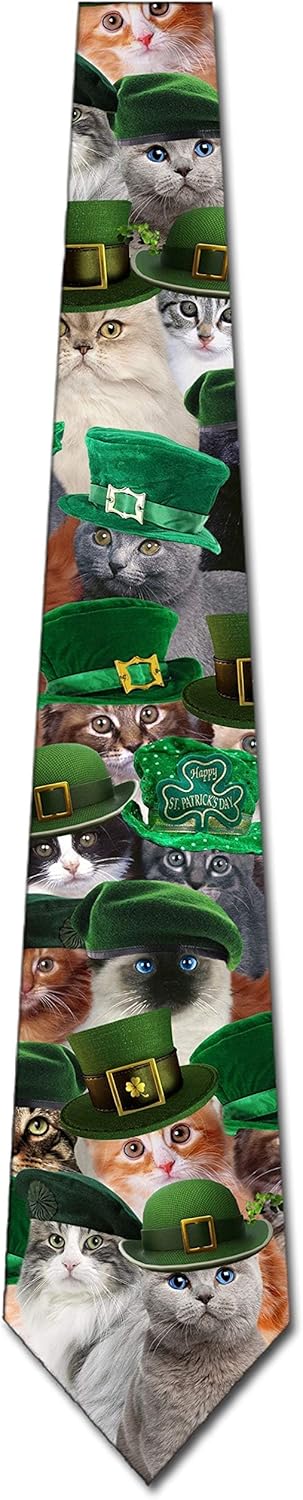 Three Rooker Cat Ties Mens St. Patrick's Day Holiday Necktie