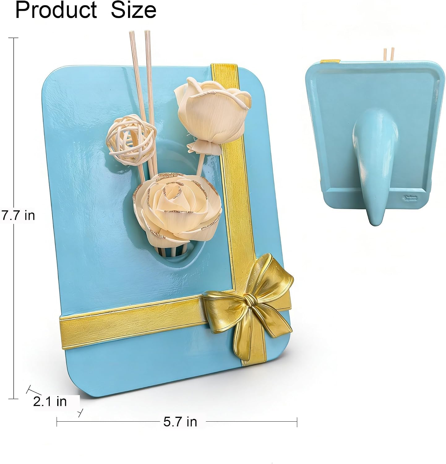 Resin Flower Vase Statue, Decorative Reed Diffuser Bottle for Home Tabletop Decor, Unique Book-Shaped Aromatherapy Ornament with DIY Floral Sticks Set