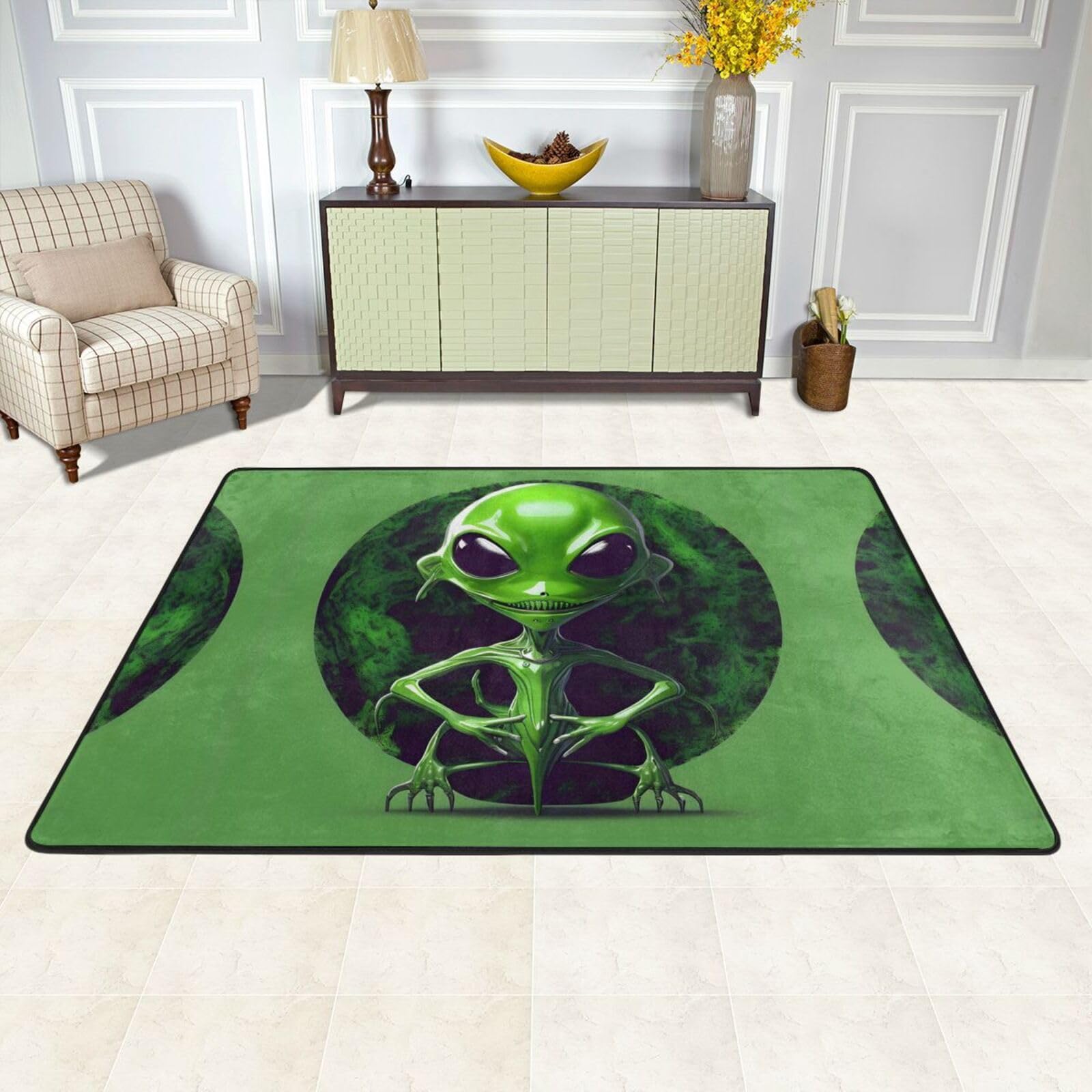 Amazon.com: Green Alien Print Area Rug,Super Soft Rugs for Living