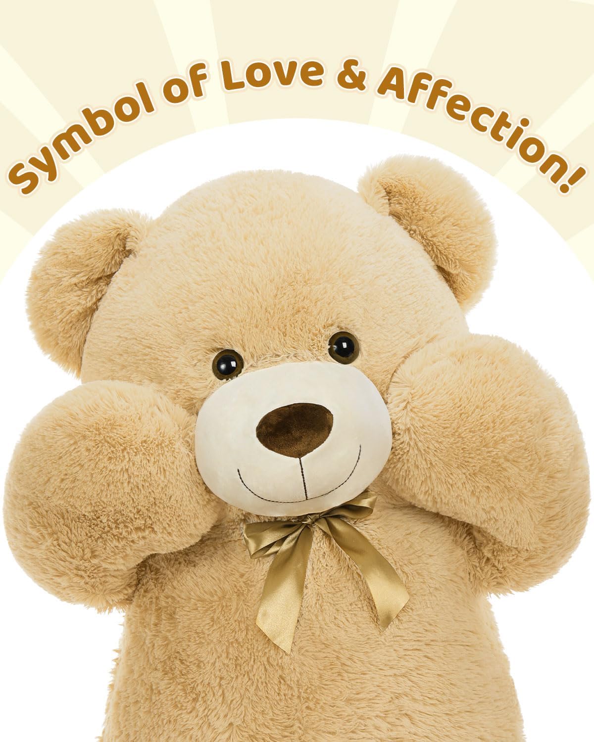 MaoGoLan Giant Teddy Bear Stuffed Animal, 39" Large Tan Teddy Bear Plush Toy with Cute Bow Tie & Footprints, Soft Sunggle Bear Plushies Gift for Kids Grilfriend Wife on Christmas Birthday Baby Shower - Image 4