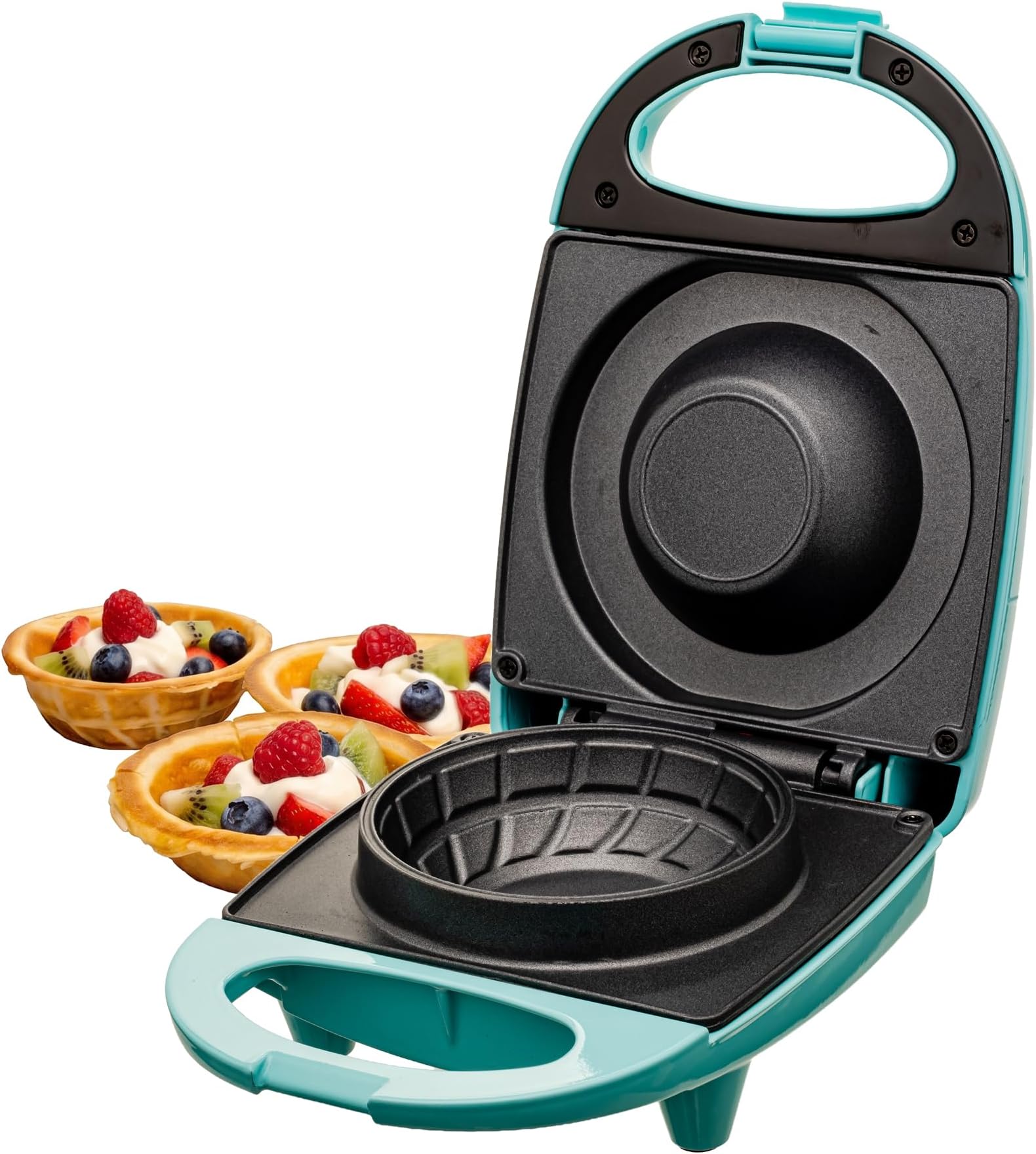 OVENTE Electric Waffle Bowl Maker, 520W Power, Turquoise WMB2405BL