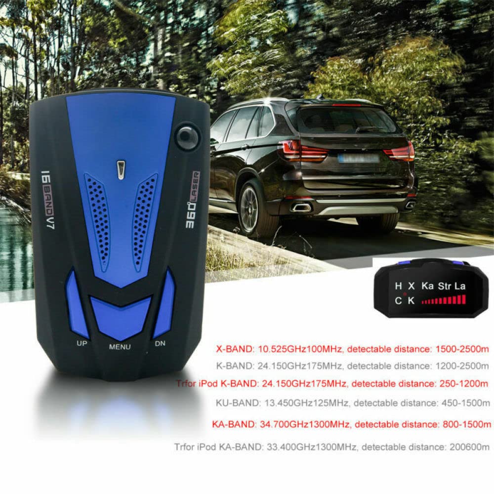 Rilevatore radar GPS V7 per auto, rilevatori radar, velocità messaggio vocale, sistema di allarme velocità veicolo, display a led, modalità città/autostrada, rilevamento auto a 360 gradi