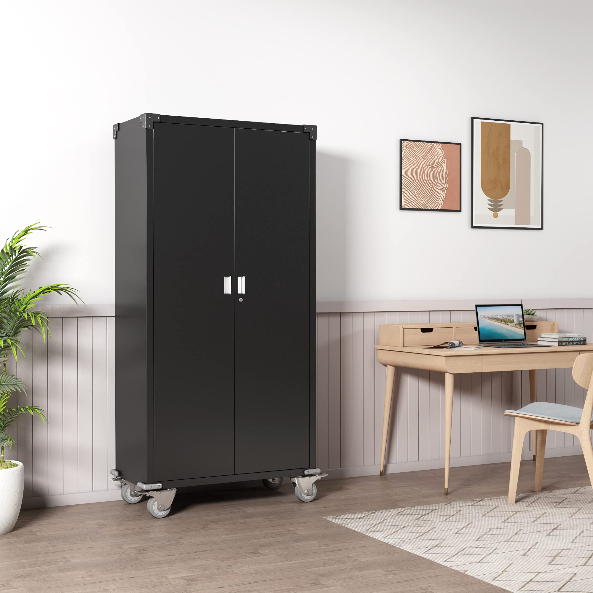 AOBABO Steel Storage with Wheels, Lockable File