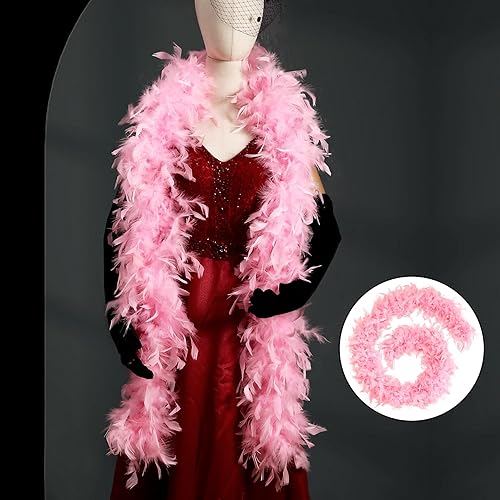 Miniatura 6 de FeelfunFeather Boa de plumas de pavo de 2 yardas para manualidades, boda, fiesta, baile, Halloween, Navidad, disfraz para decoración del hogar