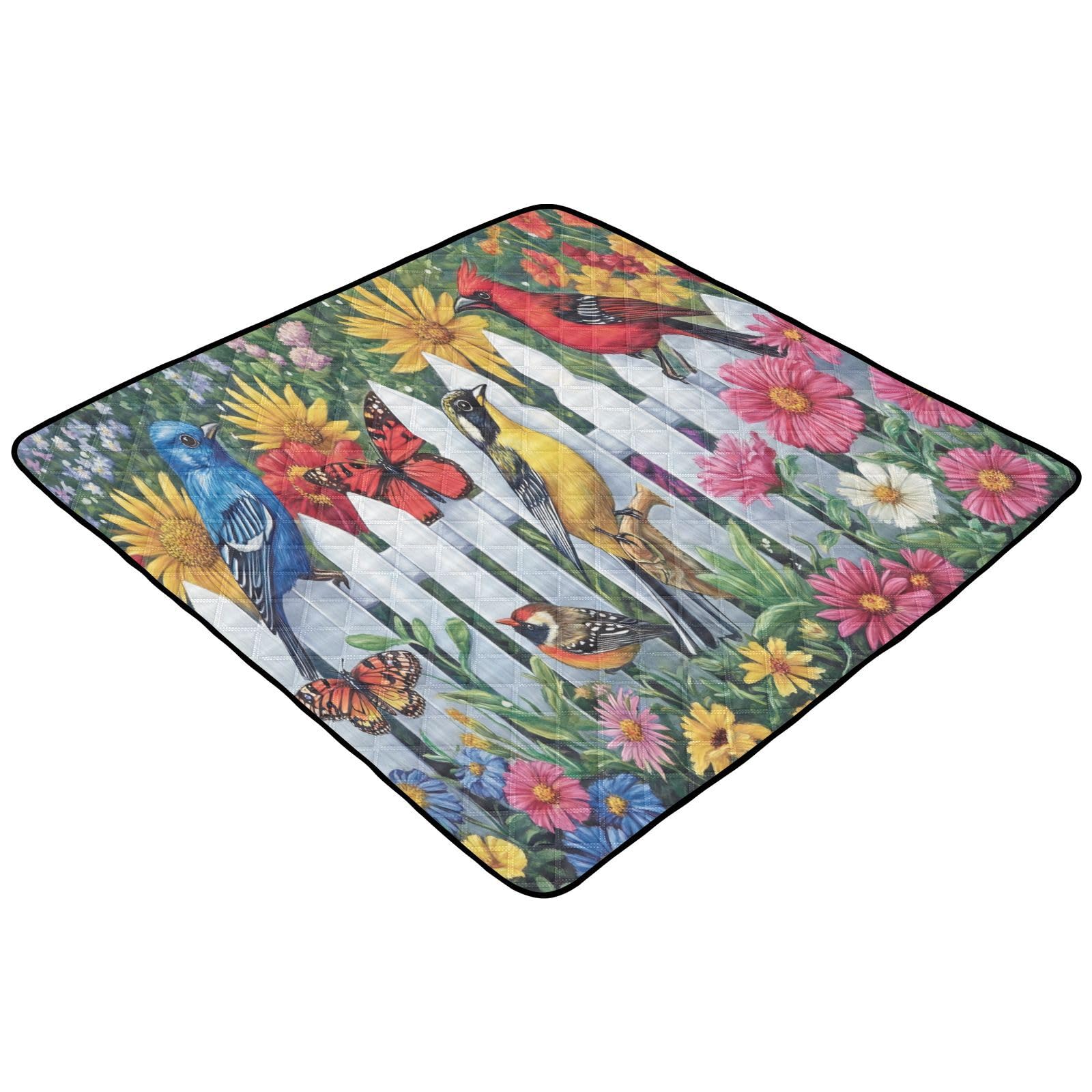 Kigai Butterfly Bird Baby Play Mat for Floor and Playpen 50x50 inch Non-Slip Baby Activity Playmat Waterproof Foldable Crawling Mat for Infants Toddlers