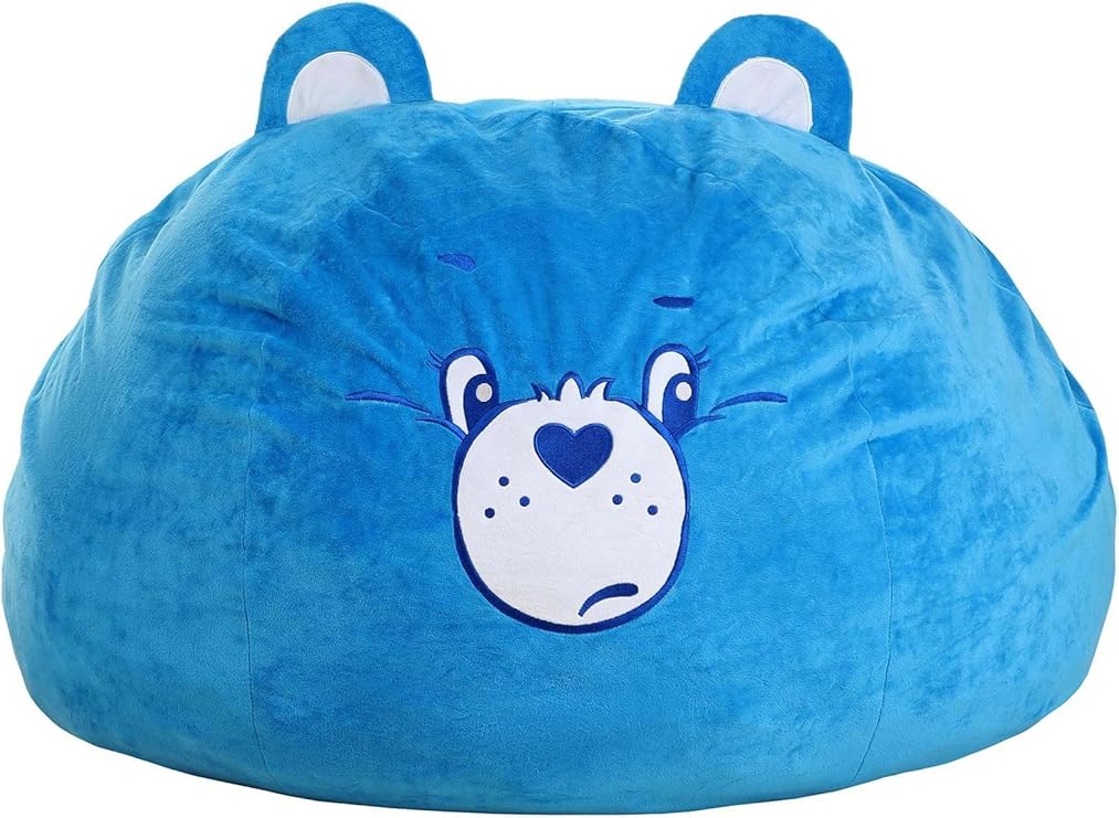 Fun Costumes Care Bears Grumpy Bear Plush Pouf Decoration, Super Soft Cushioned Blue Bean Bag Chair, Home & Bedroom Ottoman Decor Standard