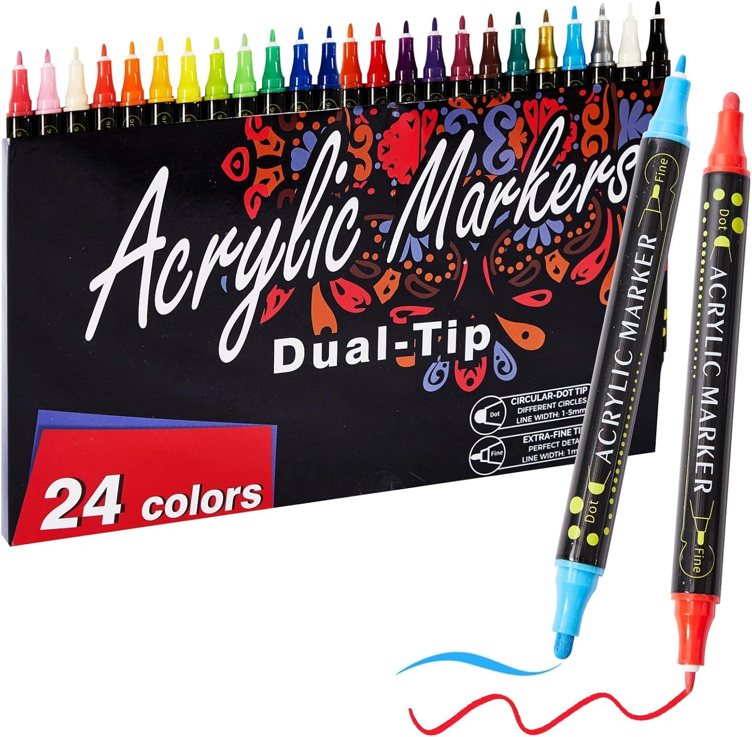 Creativity Point 24 Acrylic Paint Pens for Adults, Teens, Kids