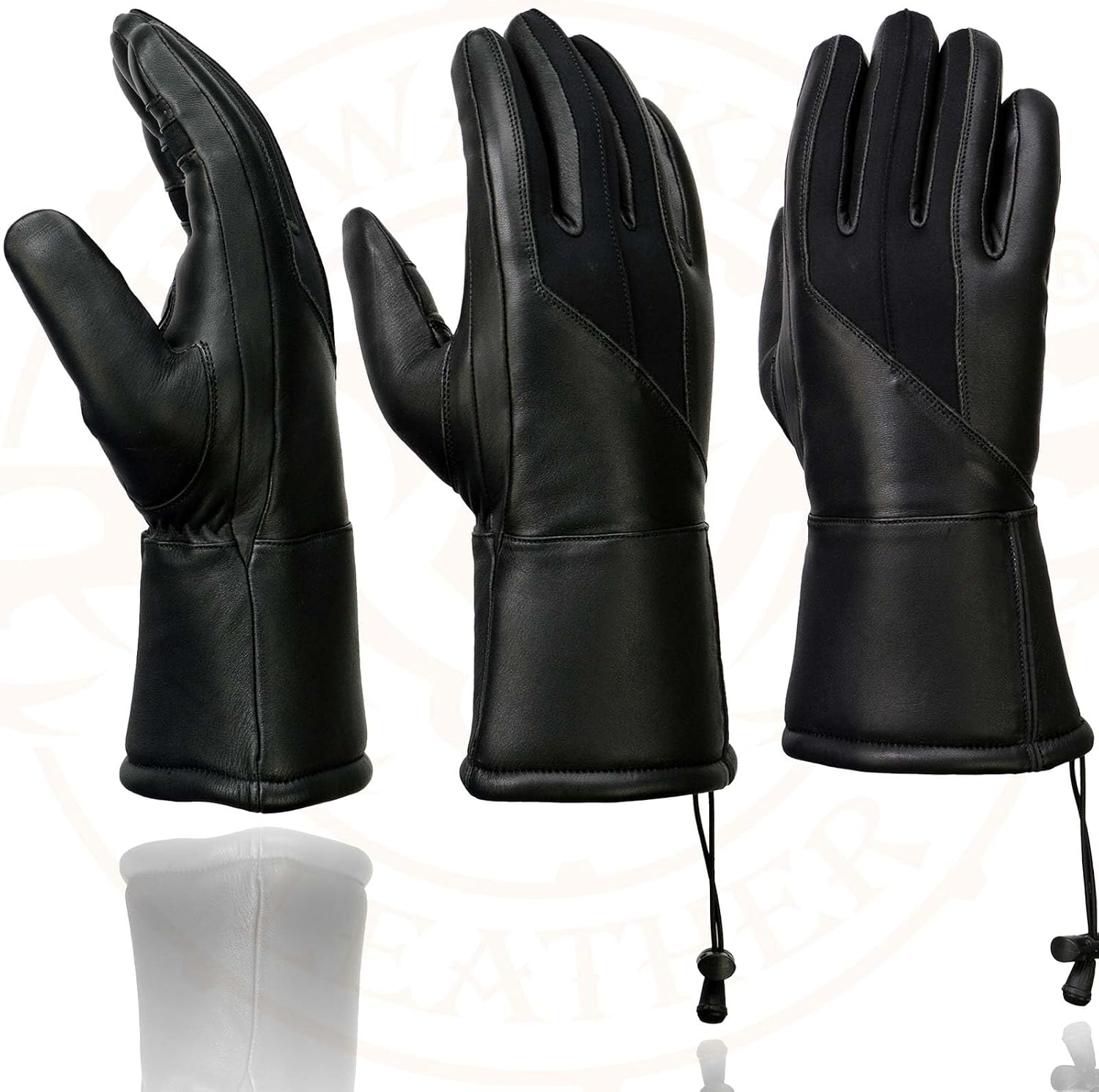 Milwaukee Leather MG7701 Women's Deer Skin Leather Insulated Gauntlet Gloves w/i-Touch/Wiper Blade/Reflective Piping