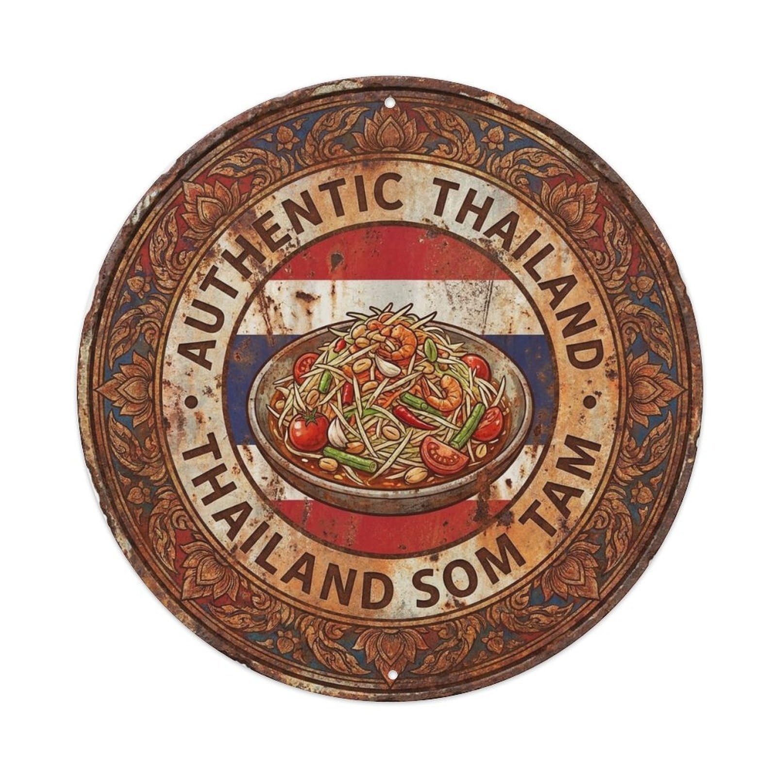 Thailand Travel Som Tam Thai Salad Cuisine Metal Tin Sign