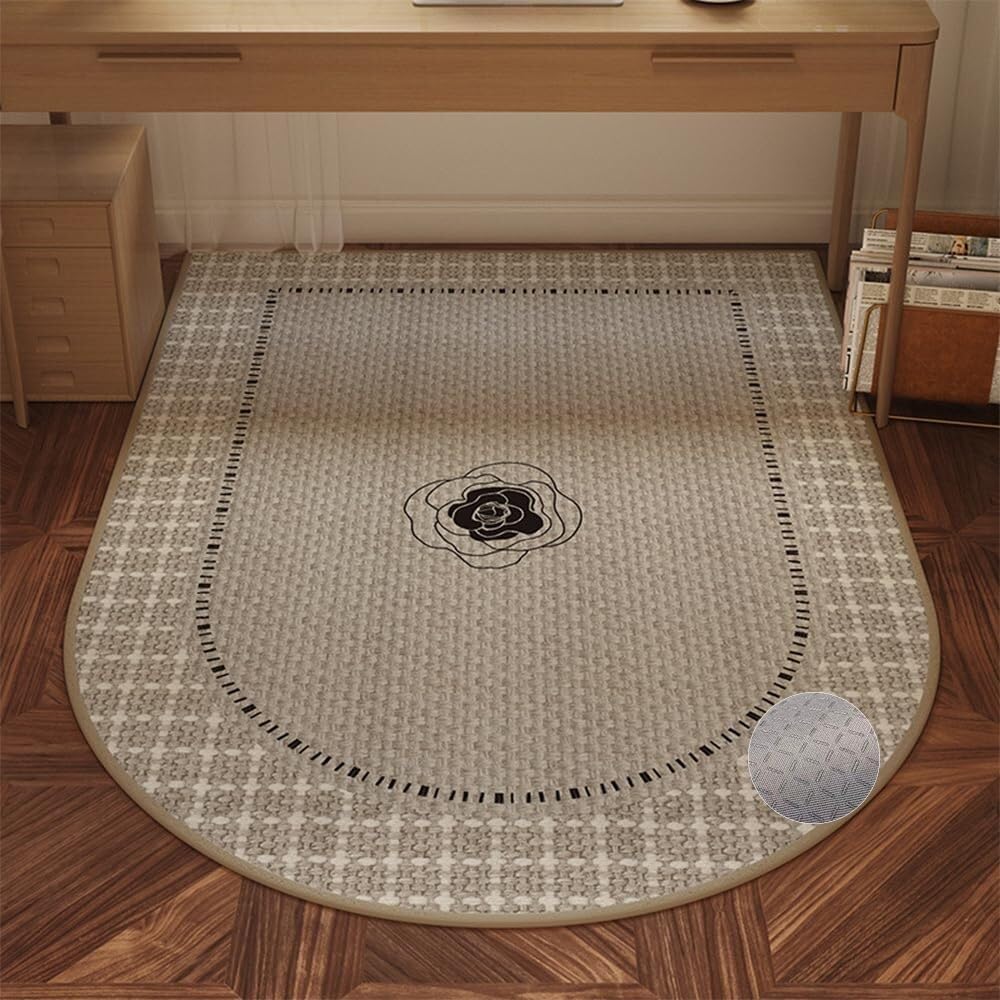 SSDDLZEQ Premium durable range Arched Office Chair Mat – For Protecting Carpets And Hardwood Floors(Apricot Camellia,100x140cm)