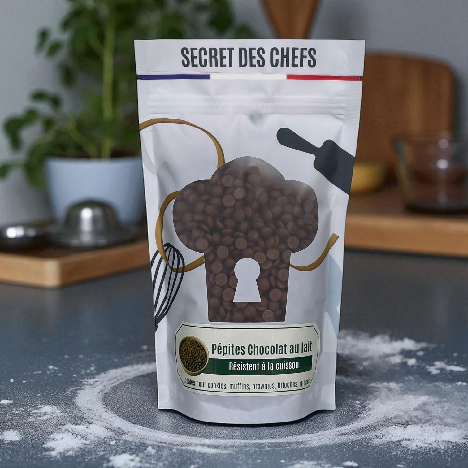 Secret des Chefs – Pépites Chocolat au Lait 700g – Qualité Professionnelle – Pour Cookies, Muffins, Brownies, Brioches, Glaces, Pâtisseries