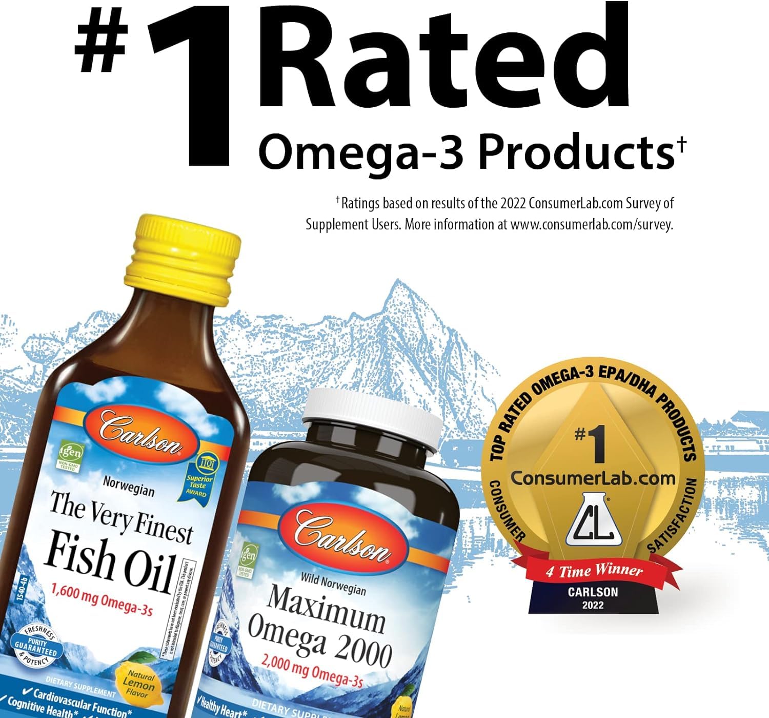 Tudor Carlson, el mejor aceite de pescado, de origen sostenible en Noruega con 1600 mg de Omega-3, naranja, 200 ml