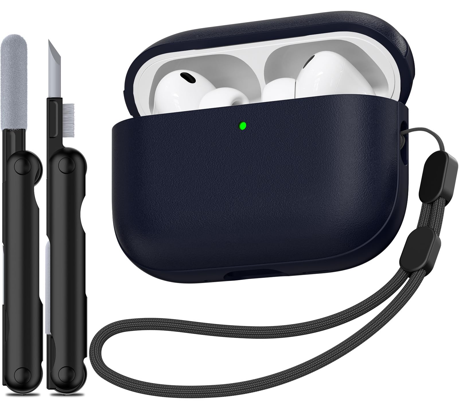 TNSNK Schutzhülle für AirPods Pro 3 (2025), Ganzkörper-Schutzhülle für Airpods Pro 3. Generation, mit Umhängeband und Reinigungsset, kabelloses Aufladen, Front-LED, sichtbar