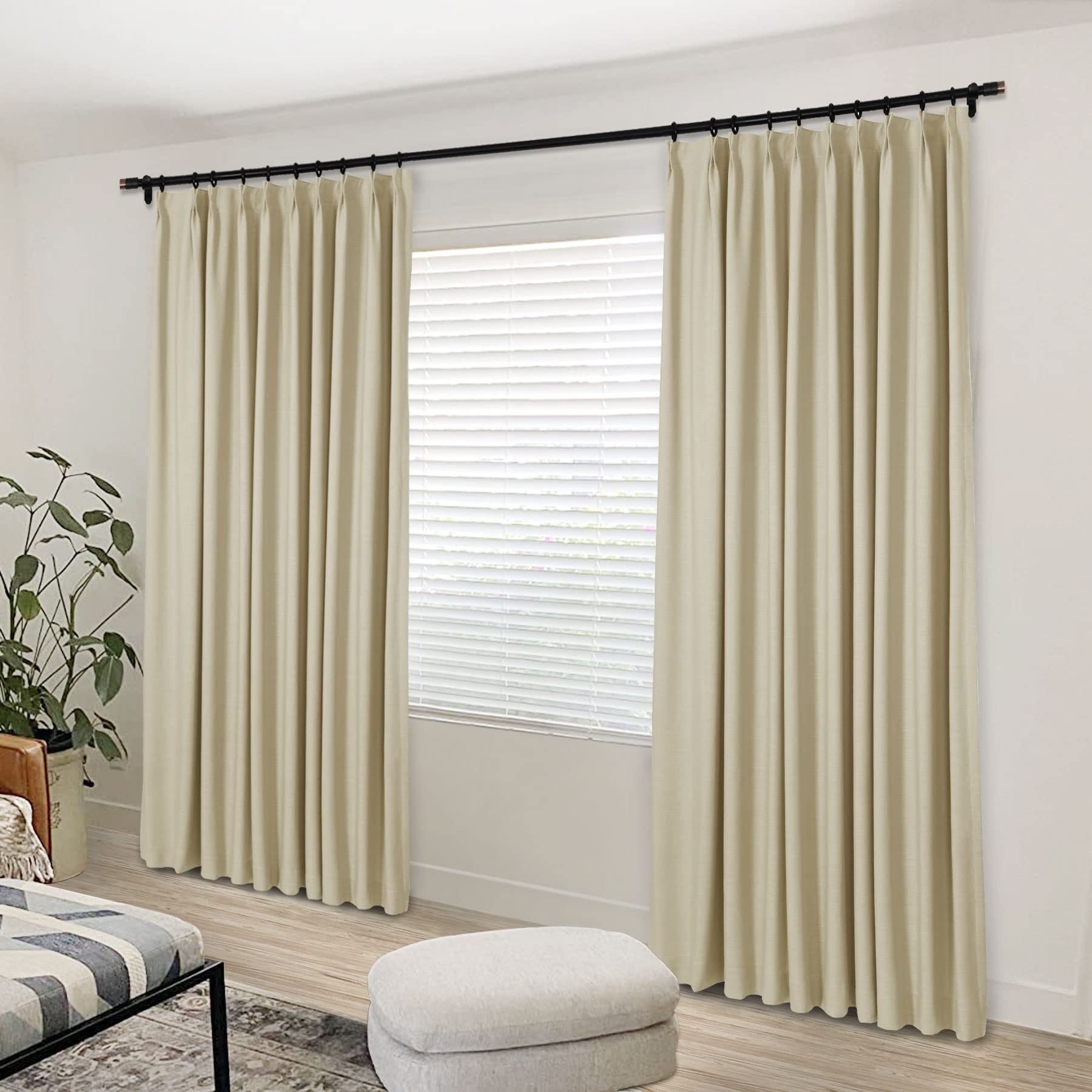 Amazon.com: Macochico White Linen Pinch Pleat Curtains 120 Inches