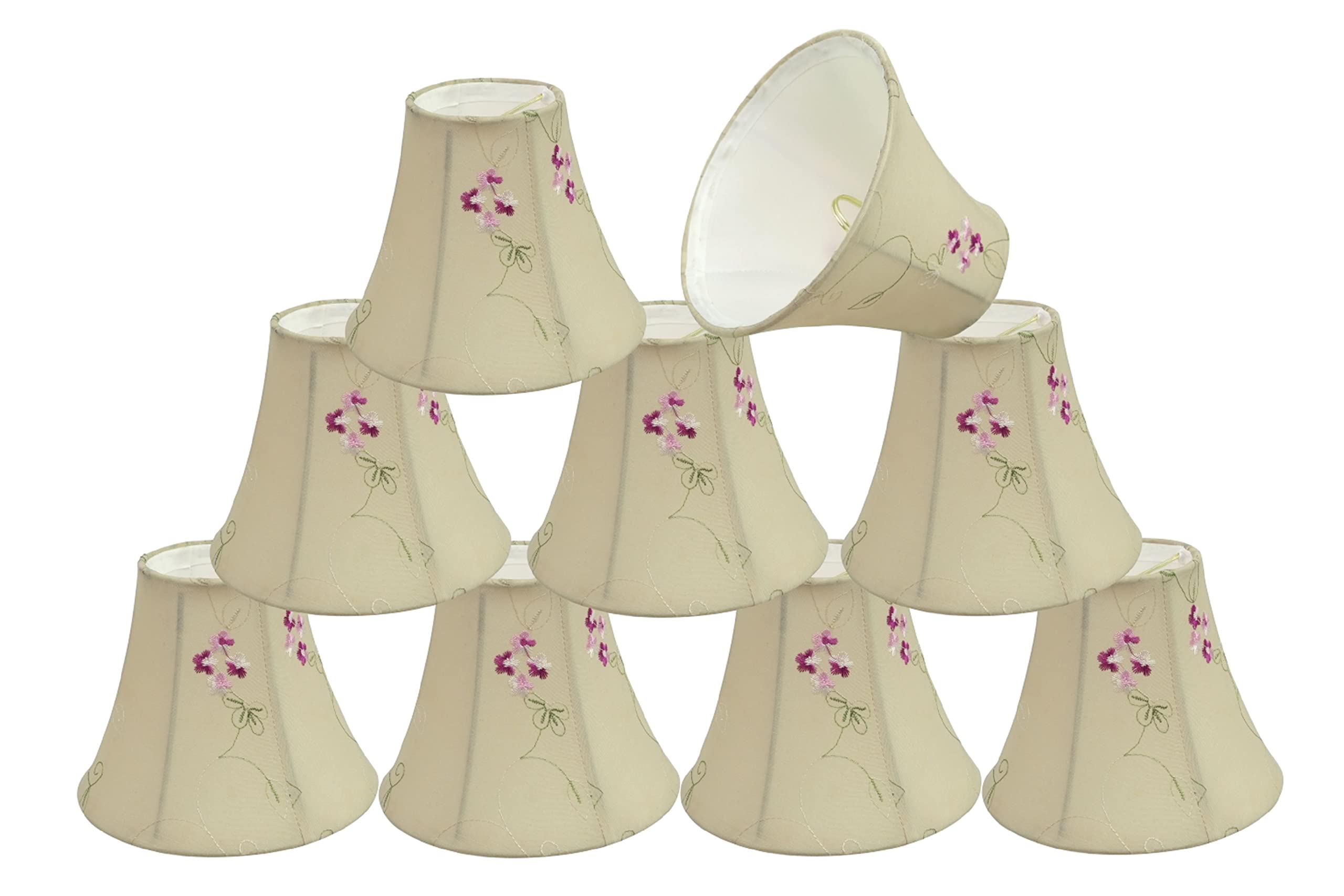 Aspen Creative 30055-9A, Bell Clip-On Chandelier Lamp Shade, Apricot, 3" Top x 6" Bottom x 5" Slant Height, Set of 9