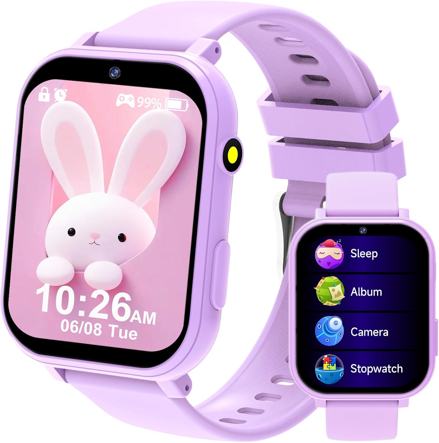 clleylise Kids Smart Watch for Boys Girls – Smart Watch for Kids Fitness Watch with 18 Fun Games, 8MP Camera, Step Counter & Sleep Monitoring, Alarm, Flashlight, for Girls Boys (Purple 1)
