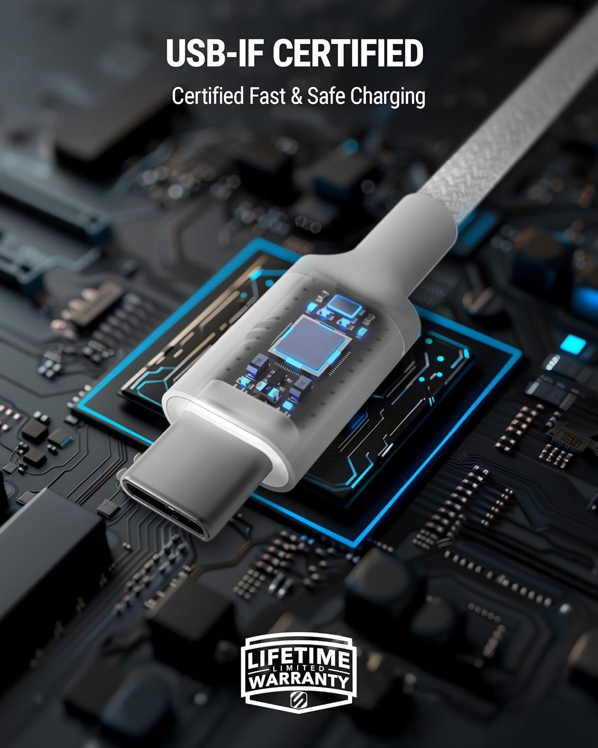 Scosche SHPDC30 30W USB-C Wall Charger and Cable, GaN Fast Charging Adapter Block with Folding Plug and 4 FT Lightning/USBC Cord Compatible with iPhone 16/15/14/13/12, iPad, and Type-C Android, White