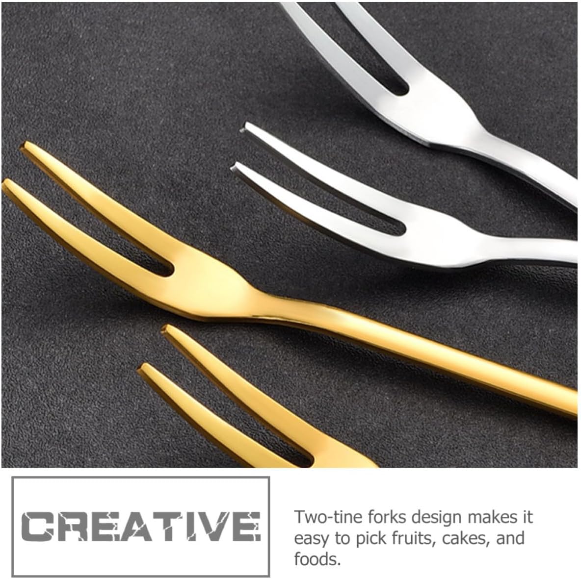 Cherry Blossom Fruit Forks 10pcs Dessert Utensils Two-tine Stainless Steel