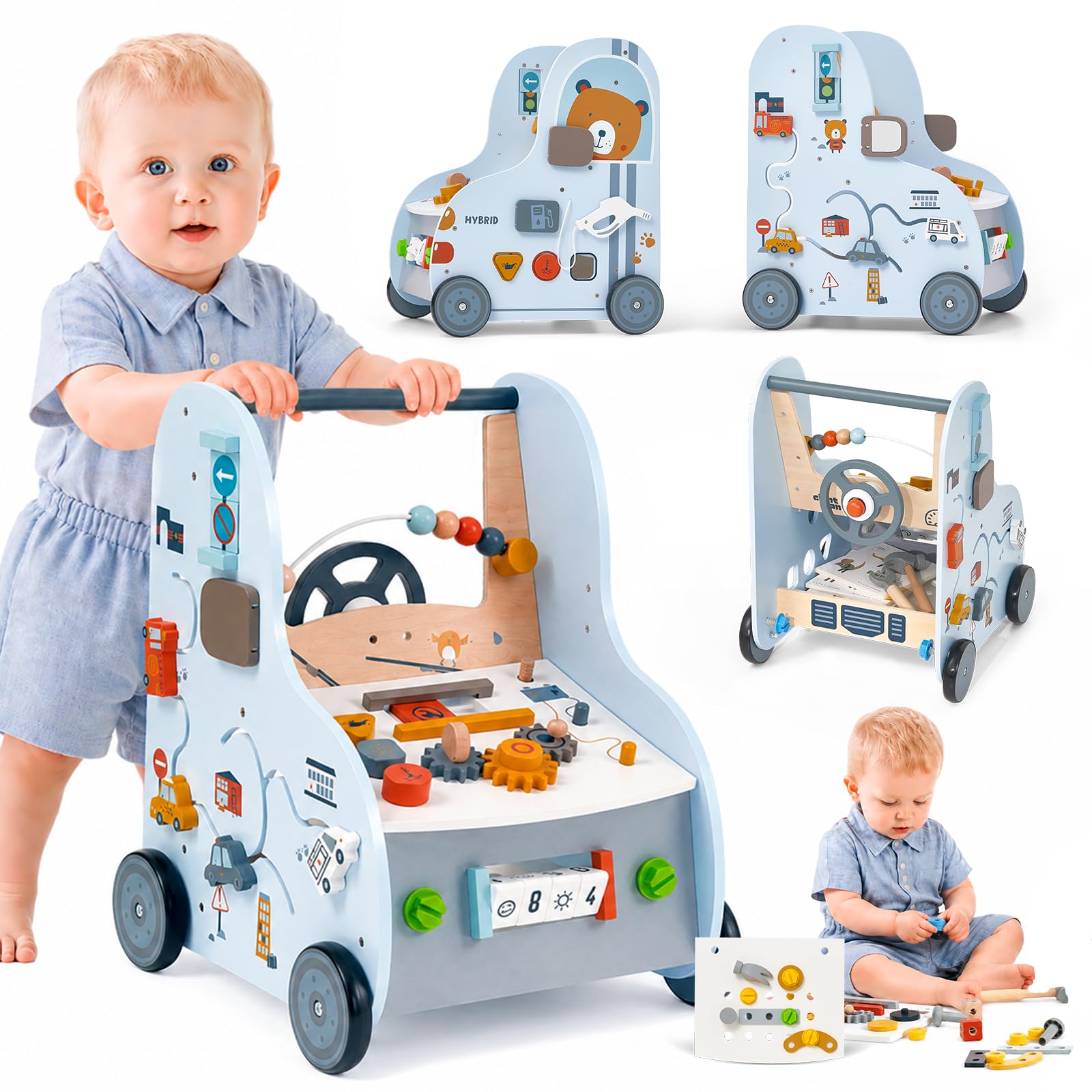 Amazon.com: Giant bean 11-in-1 Wooden Baby Walker with Activity