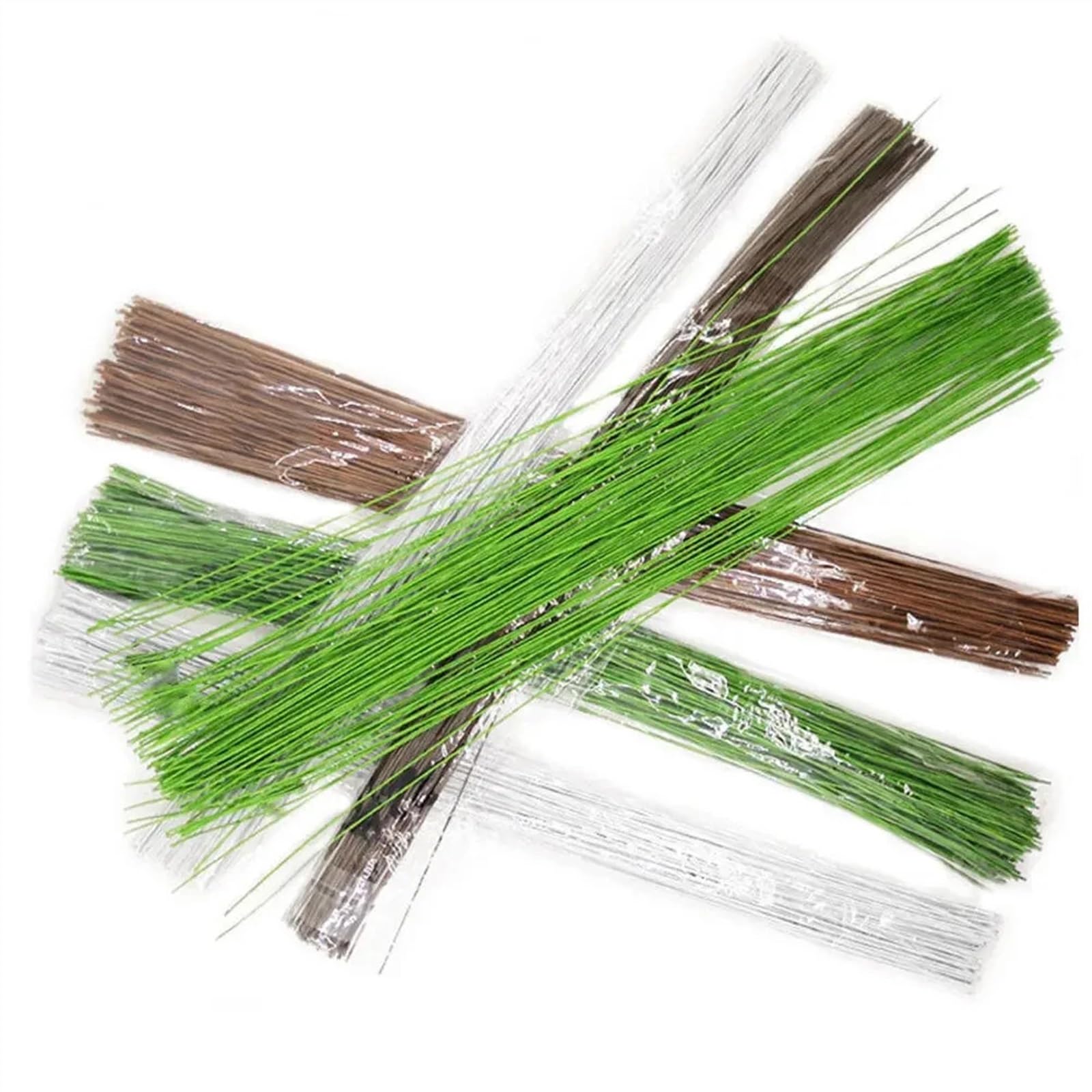 Blumendraht, Floristendraht 0,45 mm künstliches Zubehör, weiche Blumendrahtstiele, Kranzherstellung, Blumen, DIY-Blumenhandwerk, Eisendraht, mit Kleber umwickelter Blumenstab(Green 60cm)