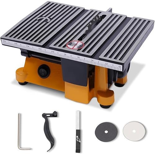 4"Mini Table Saw, Portable Multi-Functional Electric Miter Saw for DIY Handmade Woodworking Crafts, with 3 Blades 60W 110V