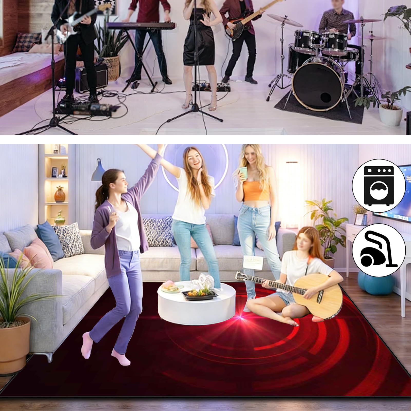 140 x 100 cm Dywan z baterią elektroniczną Dźwiękoszczelny Antypoślizgowy Dywan Pochłaniający Akustyczny Profesjonalna mata do instrumentów muzycznych do instrumentów muzycznych do gitary basowej