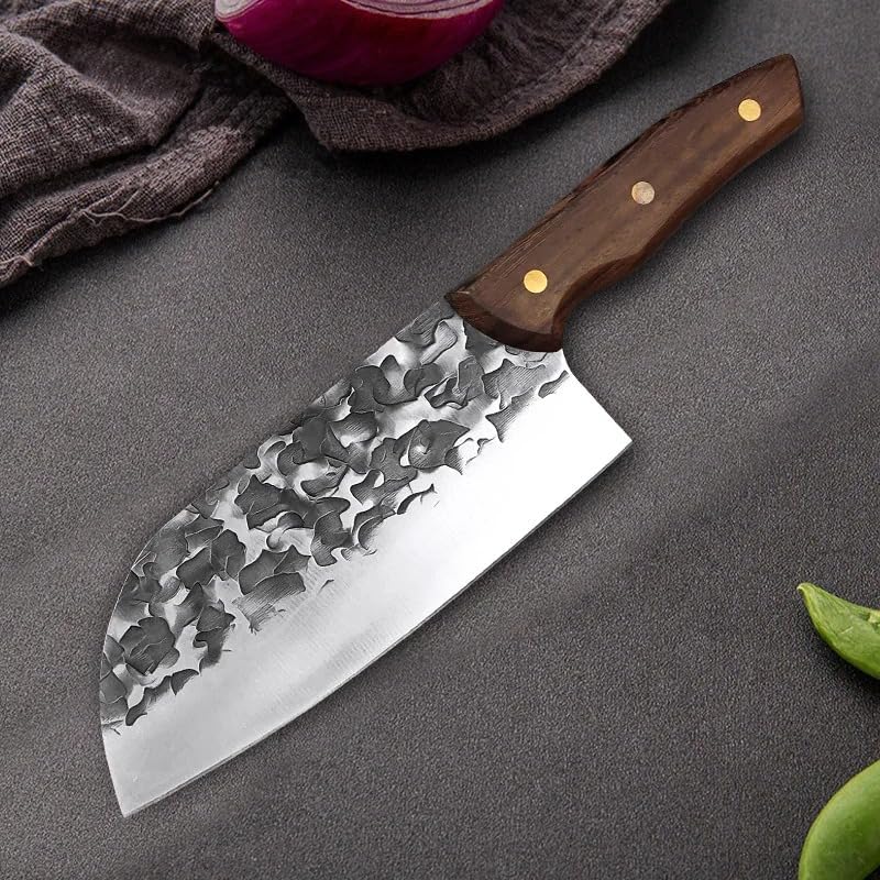Meat Cleaver,Cleaver Knife 7 Inch Forged Meat Cleaver Kitchen Chef's Knife Stainless Steel Butcher Boning Knife Wooden Handle Fish Knife Cooking Utility Tools, LAMAJIGA5844