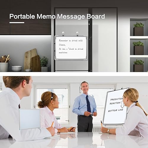 Miniatura 4 de Pizarra magnética pequeña de borrado en seco para paredes de 12 x 16 pulgadas, tablero blanco de doble cara para pared, tablero magnético para