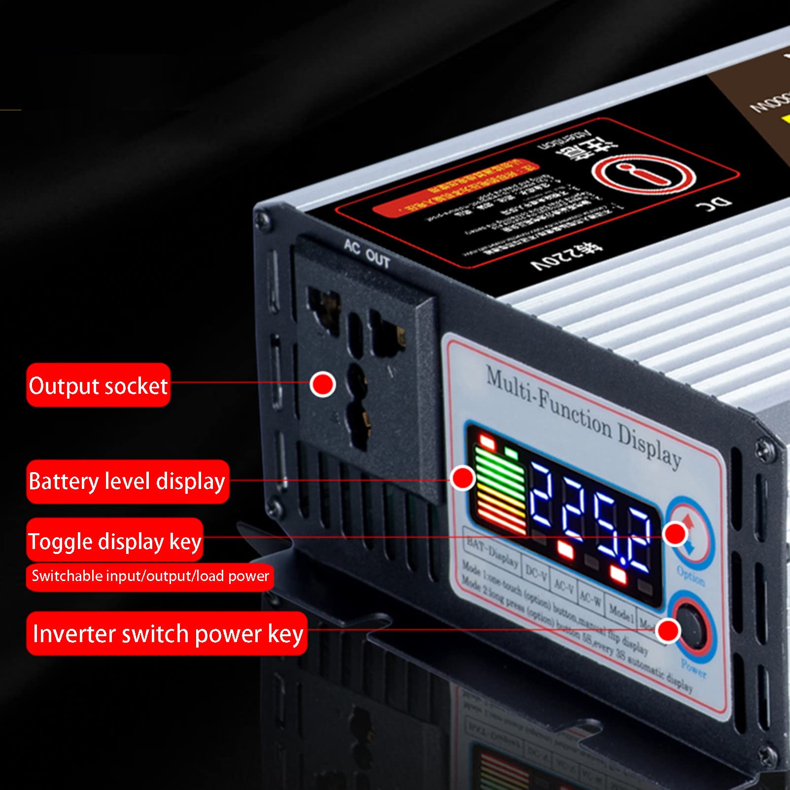 Inversor 12V 24V 48V 60V 220V 8000w Conversor Energia 12V 220V, DC AC Power Inverter para Acampar, Coche,24V
