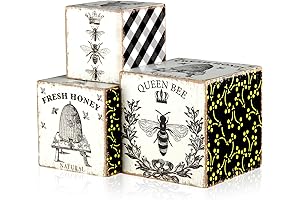 Farmhouse Tiered Tray Decor With Bee Blocks