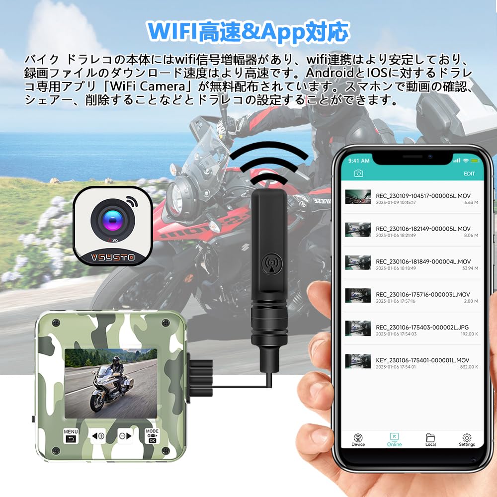 Amazon.co.jp: Motocam バイク用ドライブレコーダー 前後カメラ 2
