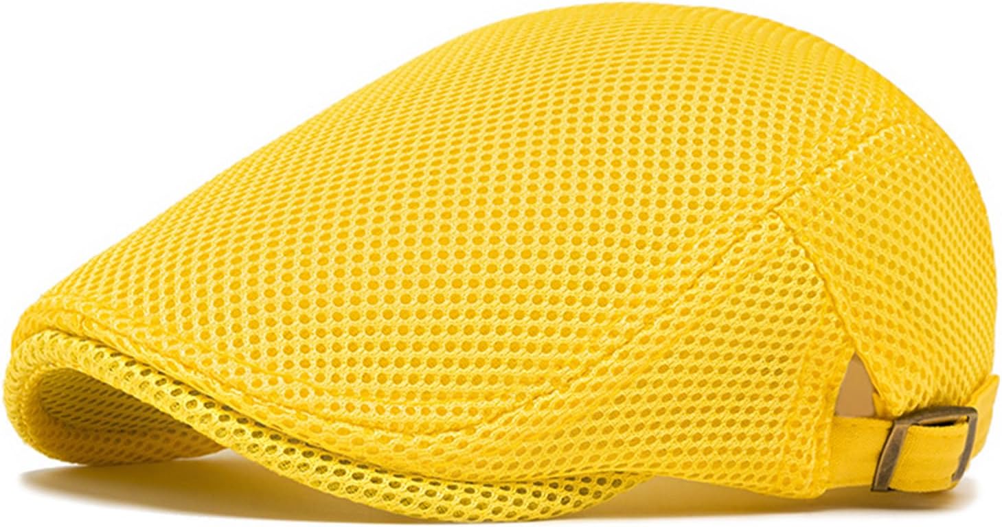 Mens Breathable Mesh Summer Hat Adjustable Flat Cap Newsboy Beret Ivy Cap Irish Cabbie Fishing Hats
