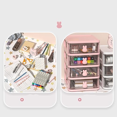 Miniatura 4 de Organizador de escritorio, cajones de escritorio apilables de varios niveles, caja de almacenamiento de plástico, estuche de lápices de mesa,