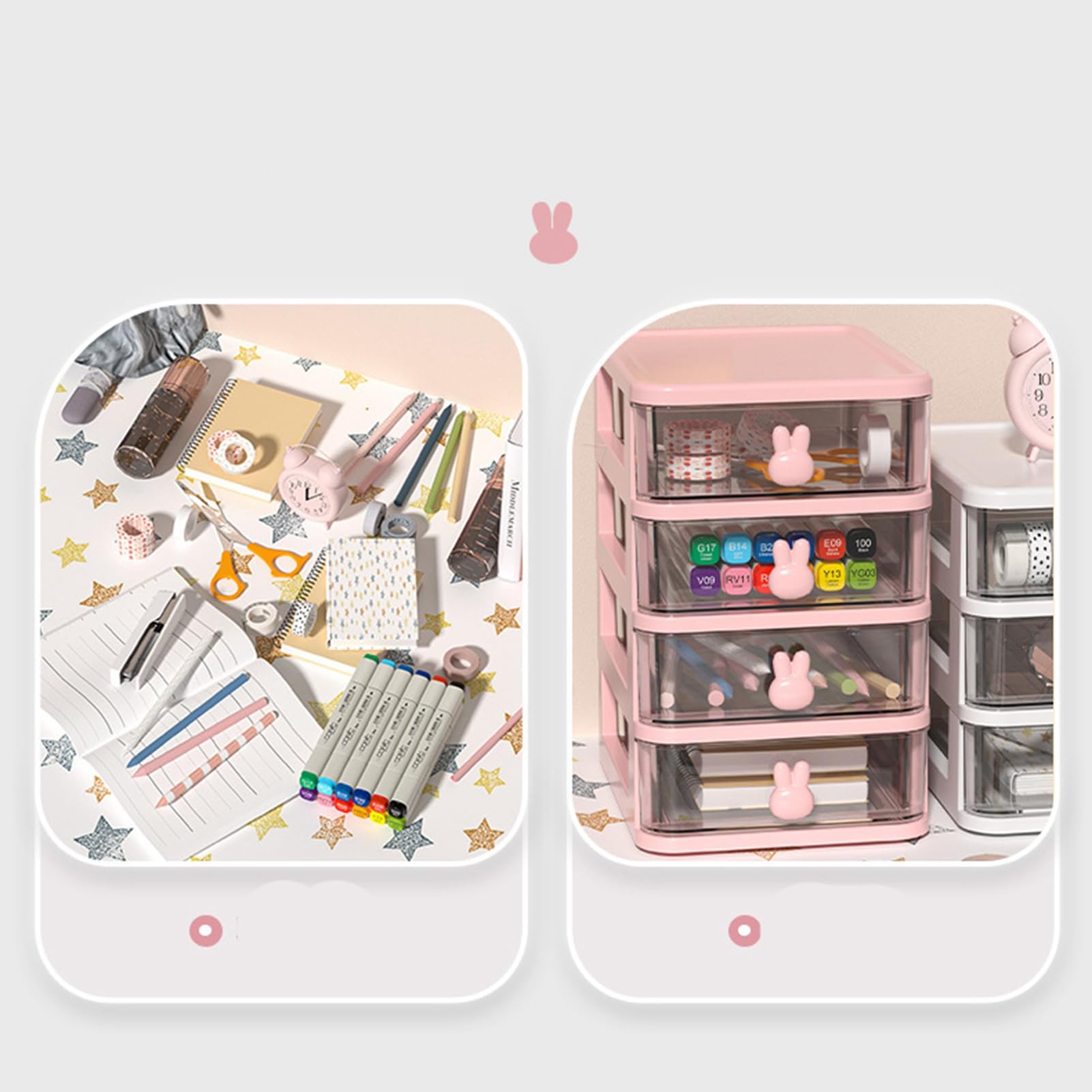 Scatola Portaoggetti da Scrivania in Plastica Trasparente 5 Tier Rosa Organizzatore per Trucchi Cassetti Piccoli Grande Capacità