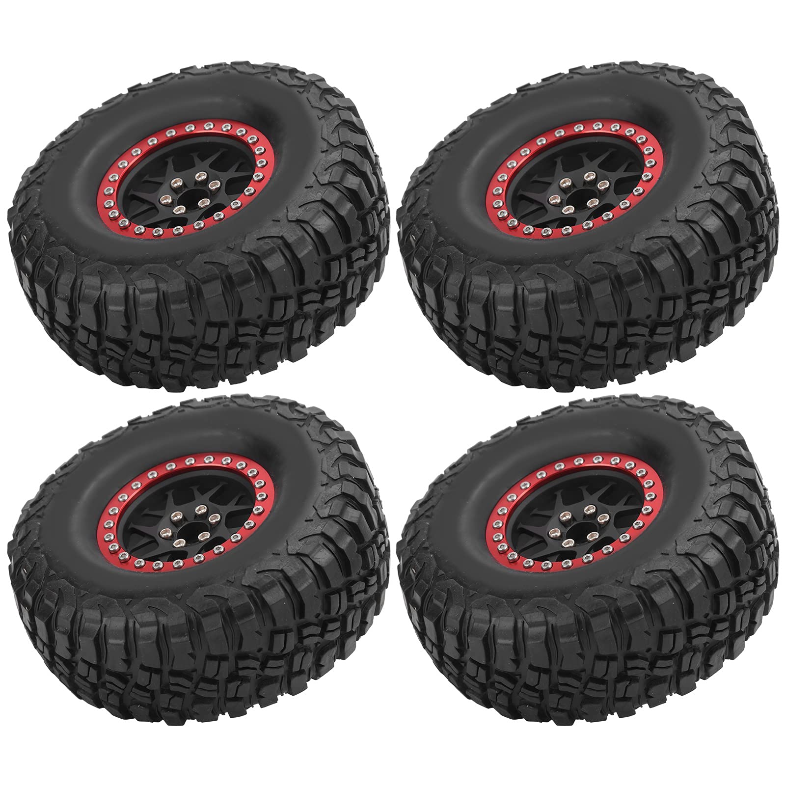 Cerchioni in gomma Beadlock da 4 pezzi, accessori per auto cingolate 1/10 RC, cerchi in lega ad alta aderenza con superficie antiscivolo per Hsp//Axial SCX10 D90, pneumatici di (Nera)