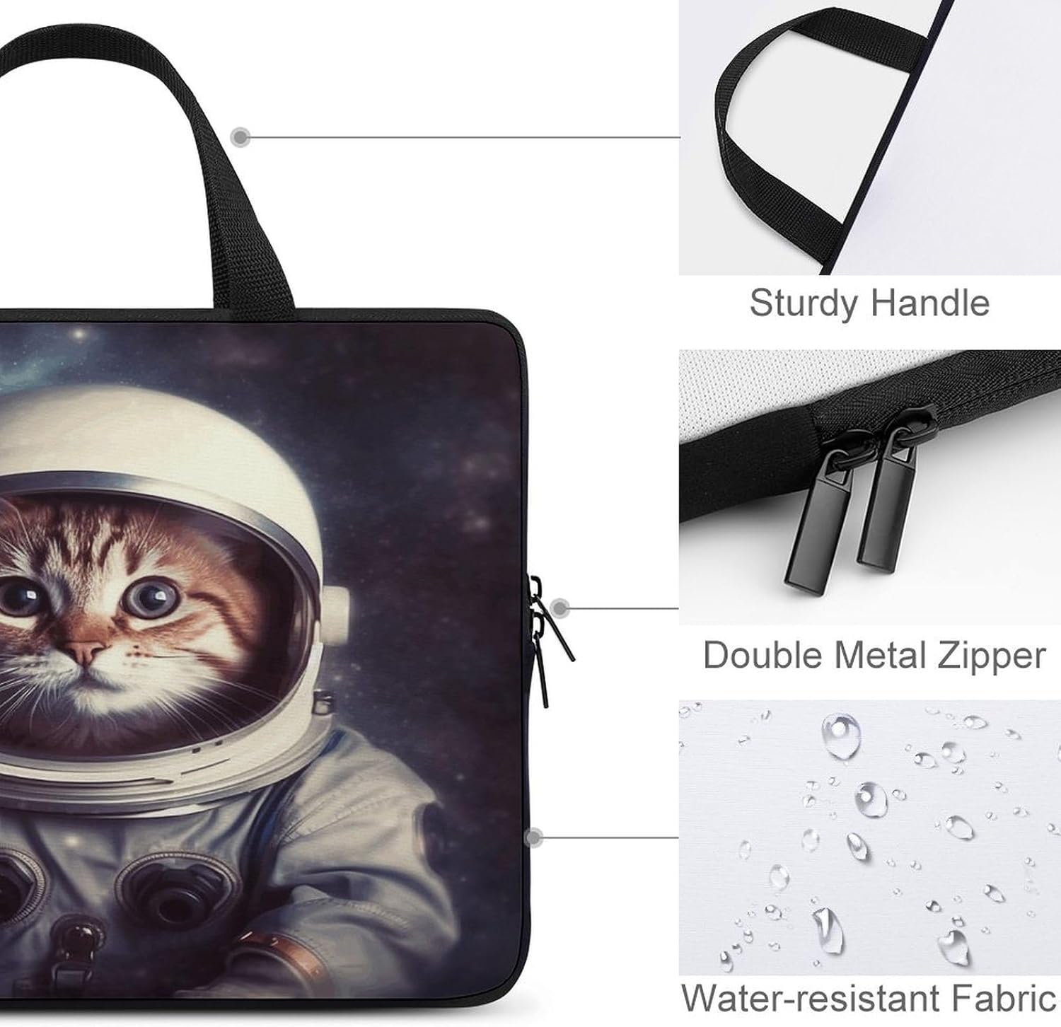 Laptop Protective Case, Animal Cat Astronaut Printed Men Women Work Tote Case, Laptop Sleeve Is Suitable For Office, Business, Leisure Or School Use
