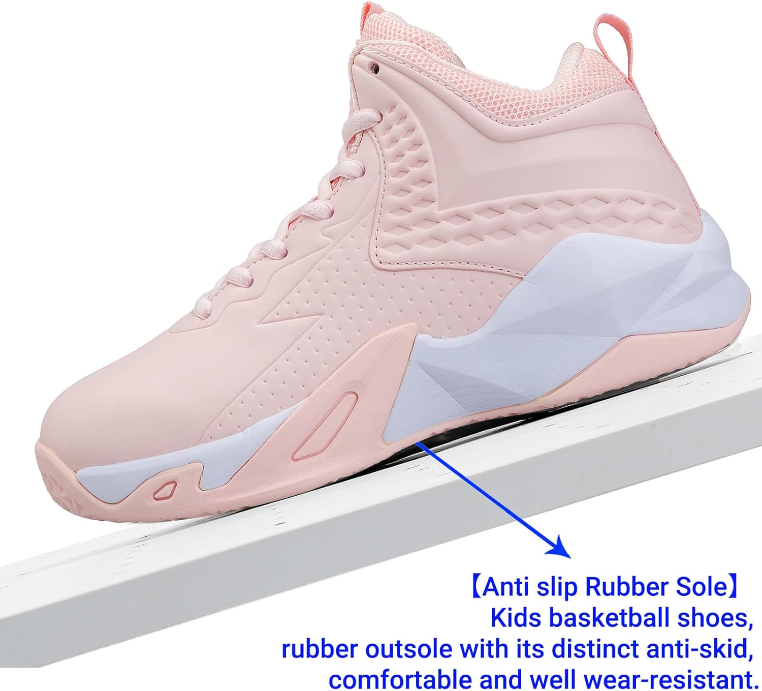 Beita Boys Basketball Shoes Girls High Tops Sneakers Athletic Trainers Shoes for Big Kids,Children,Teens,Professional Anti-Skid Durable Pink - Image 4